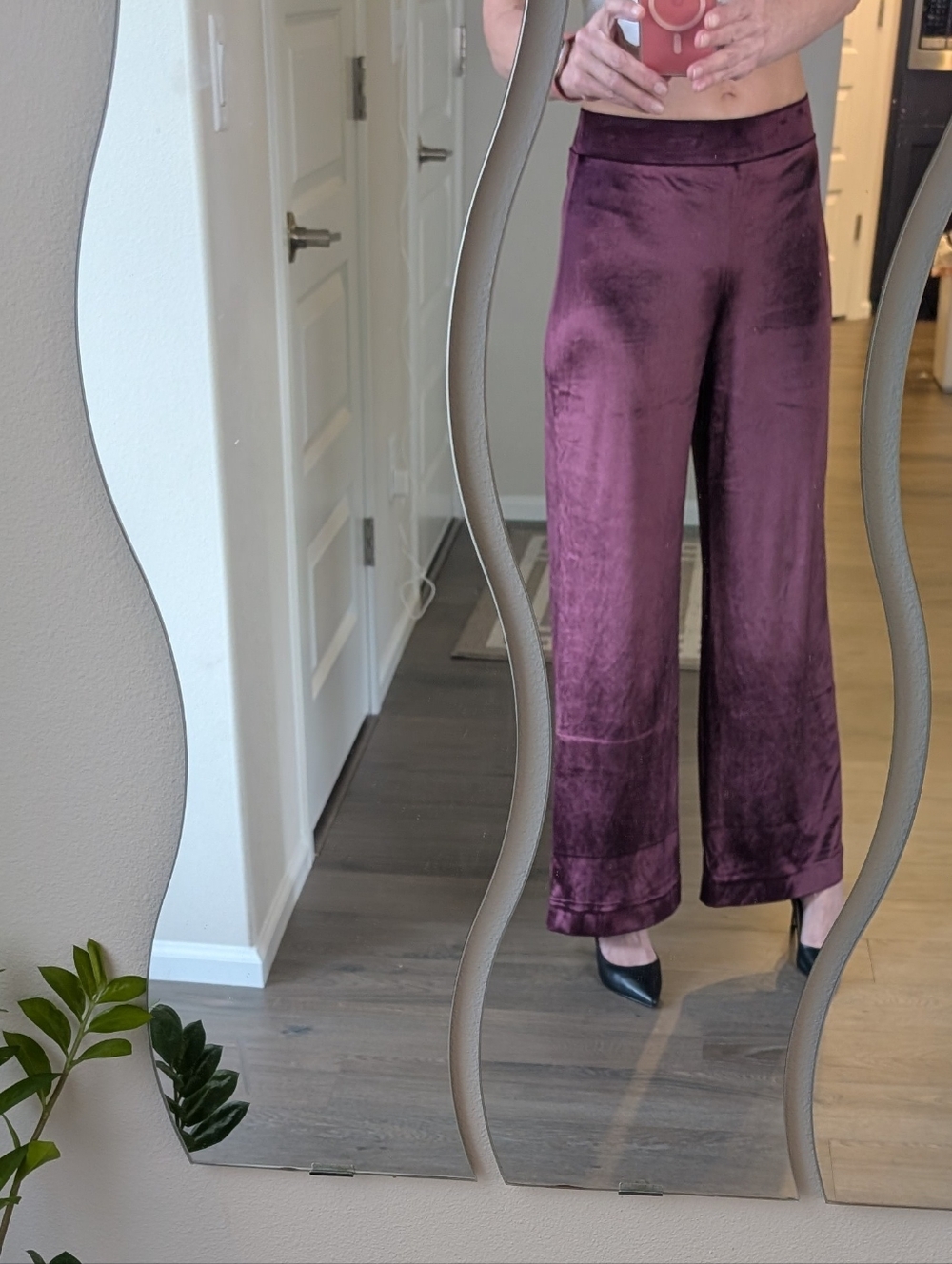White House Black Market Metallic Wine Wide Leg Pants